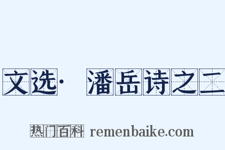 文选·潘岳诗之二是什么意思的图片